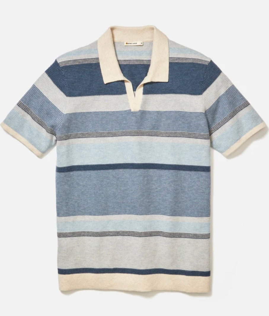 Marine Layer - MARINE LAYER LIAM SWEATER POLO IN BLUE MULTI - Rent With Thred