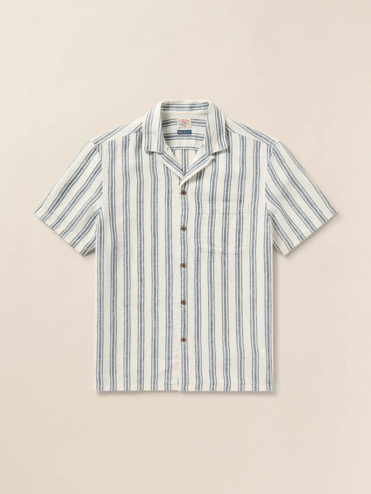 Faherty - FAHERTY PALMA SS LINEN CAMP SHIRT IN RYECROFT VALLEY STRIPE - Rent With Thred