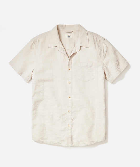 Marine Layer - MARINE LAYER SEERSUCKER CLASSIC SHIRT IN PARCHMENT - Rent With Thred