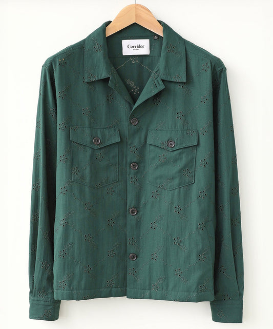 Corridor - CORRIDOR FLORAL EYELET JACKET IN FOREST - Rent With Thred