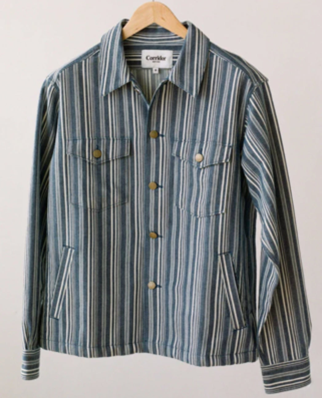 Corridor - CORRIDOR COTTON STRIPE JACKET IN INDIGO - Rent With Thred