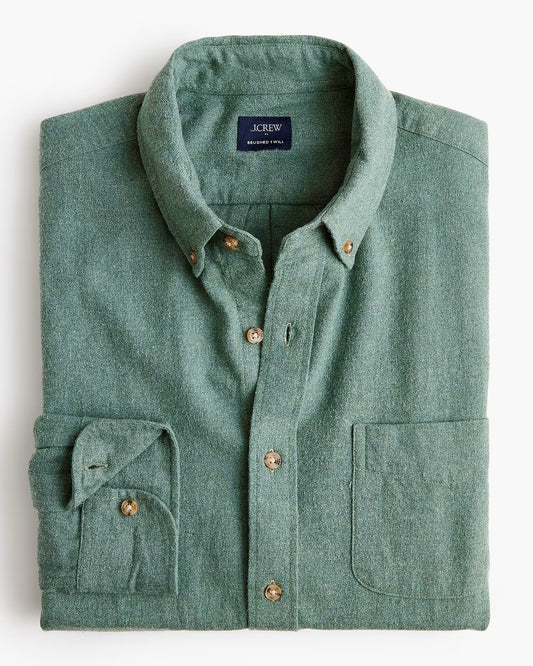 J.CREW BRUSHED TWILL SHIRT IN HEATHER TOPIARY