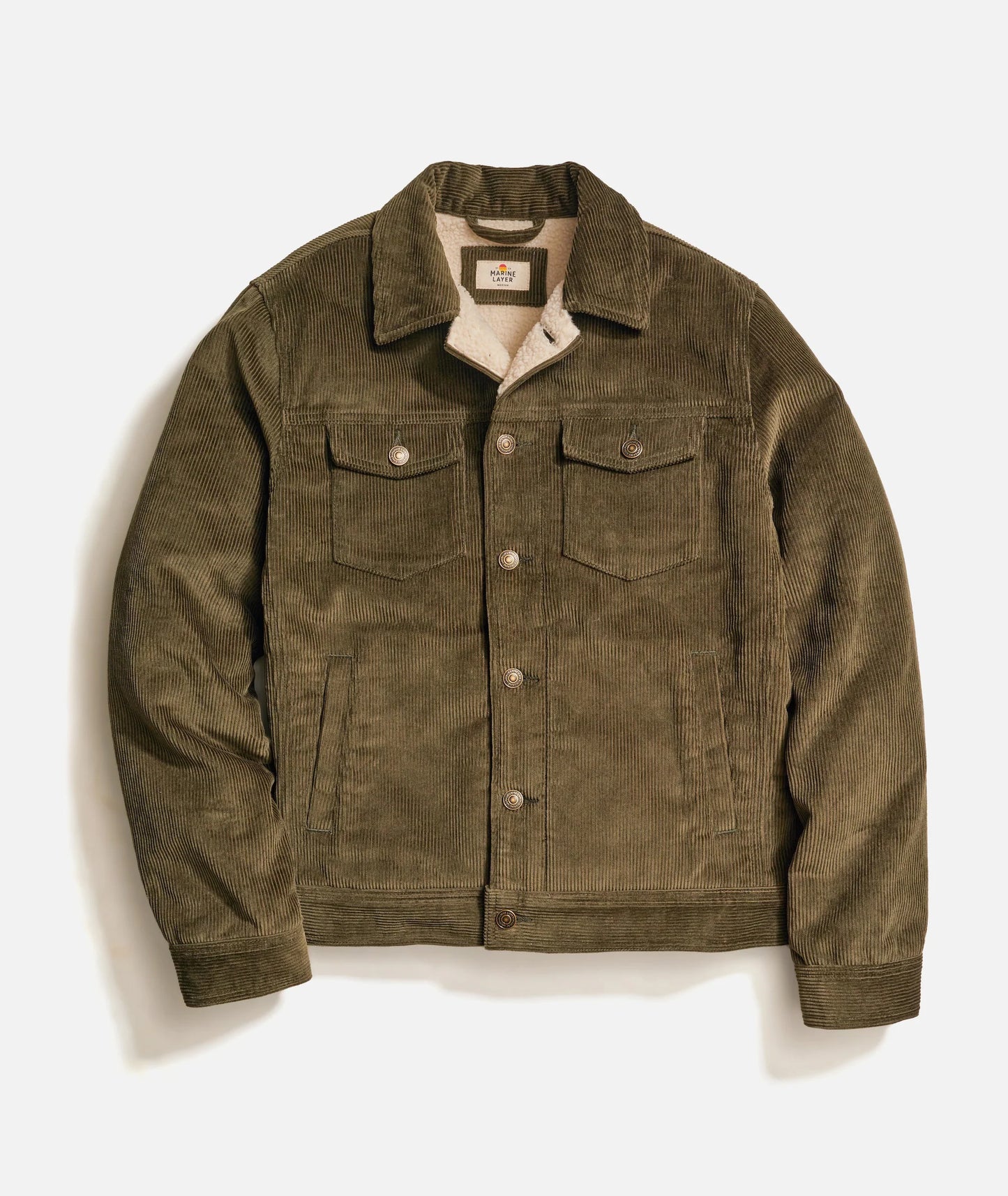Marine Layer - MARINE LAYER BOISE CORDUROY TRUCKER IN FOREST NIGHT - Rent With Thred