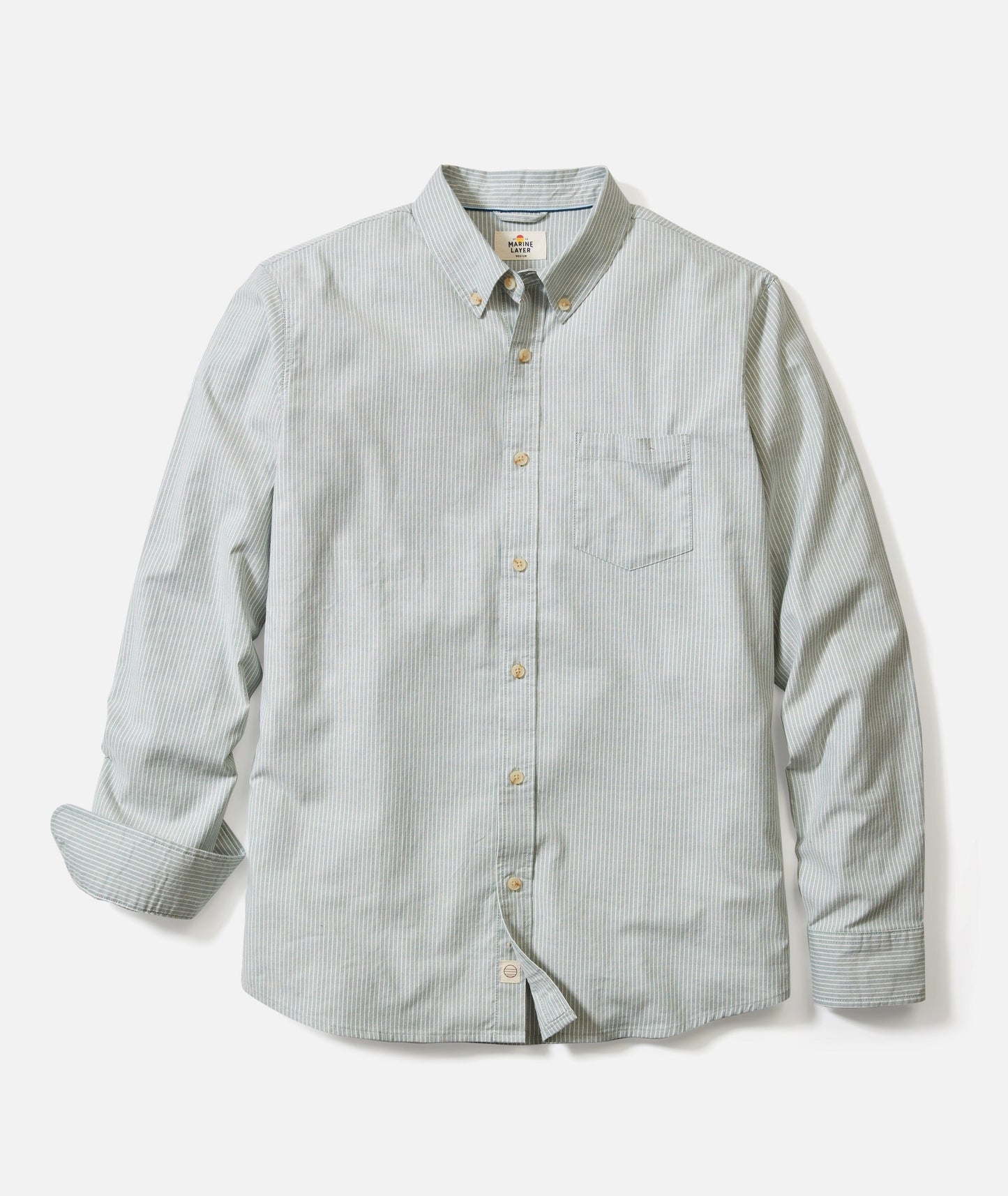 Marine Layer - MARINE LAYER CALIFORNIA OXFORD SHIRT IN DEEP SEA STRIPE - Rent With Thred