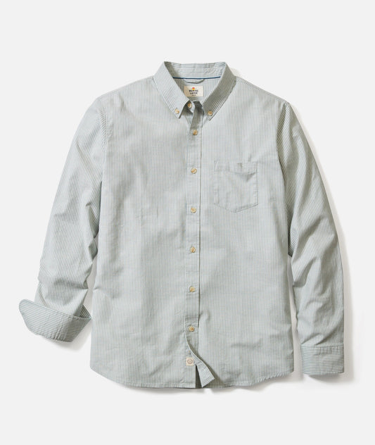 Marine Layer - MARINE LAYER CALIFORNIA OXFORD SHIRT IN DEEP SEA STRIPE - Rent With Thred