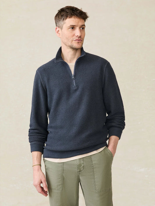 Faherty - FAHERTY WHITEWATER QUARTER ZIP IN FJORD - Rent With Thred