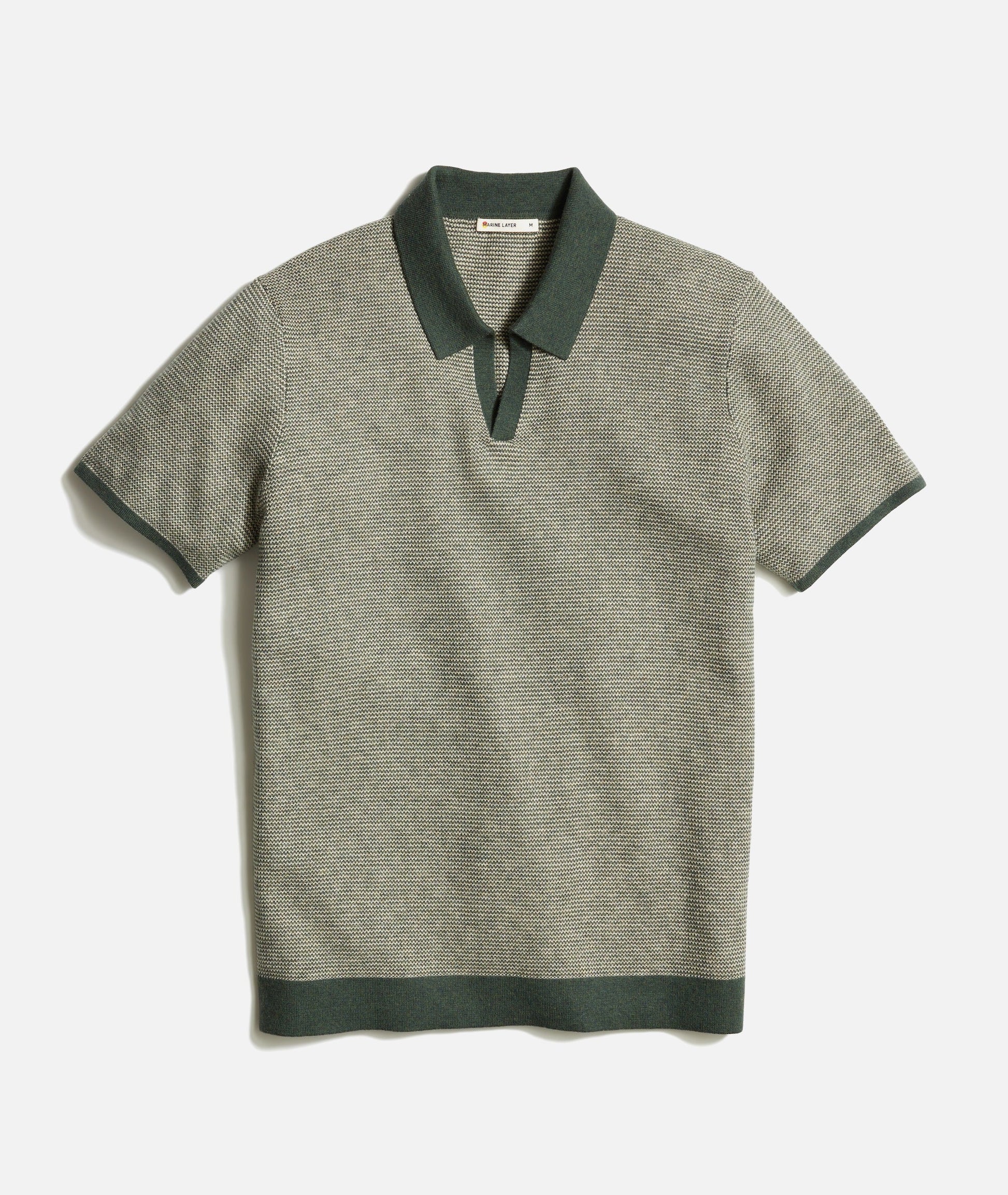 Marine Layer - MARINE LAYER LIAM SWEATER POLO IN OLIVE/DRIFTWOOD - Rent With Thred
