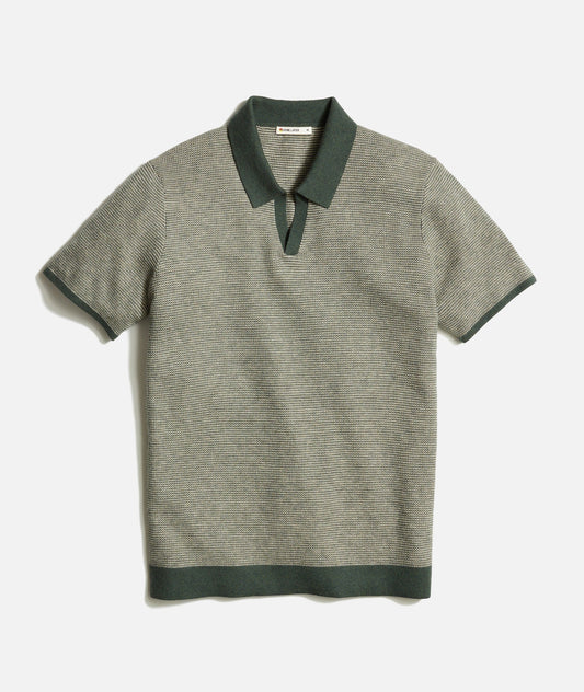 Marine Layer - MARINE LAYER LIAM SWEATER POLO IN OLIVE/DRIFTWOOD - Rent With Thred