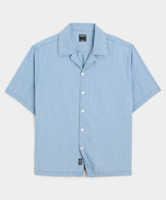 Todd Snyder - TODD SNYDER CROPPED CHAMBRAY CAMP COLLAR SHIRT IN LIGHT INDIGO - Rent With Thred