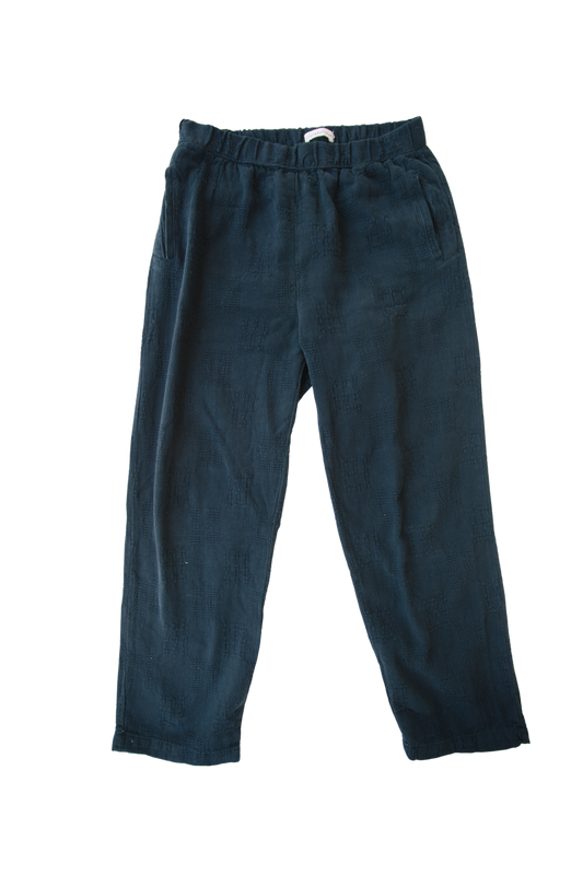 OLDERBROTHER LINEN PATTERN PANT IN DARK INDIGO
