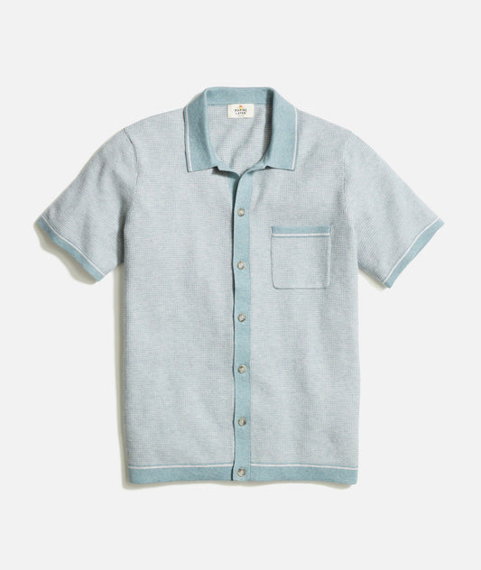 Marine Layer - MARINE LAYER WYATT SWEATER BUTTON-DOWN IN TOPAZ/VAPOR - Rent With Thred