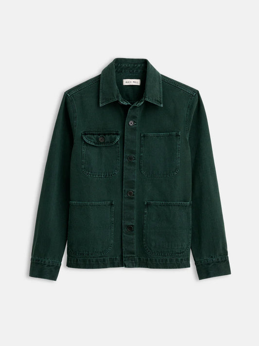 Alex Mill - ALEX MILL GARMENT DYED WORK JACKET IN RECYCLED DENIM DARK SPRUCE - Rent With Thred