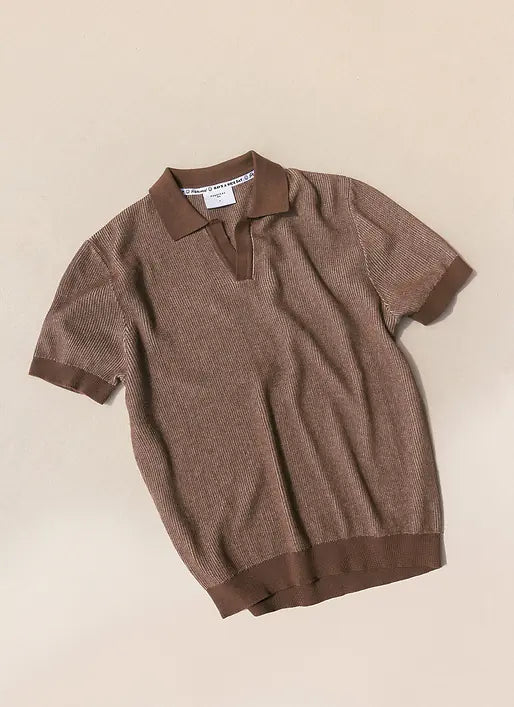 Percival - PERCIVAL TIVOLI COTTON KNITTED POLO IN BROWN - Rent With Thred