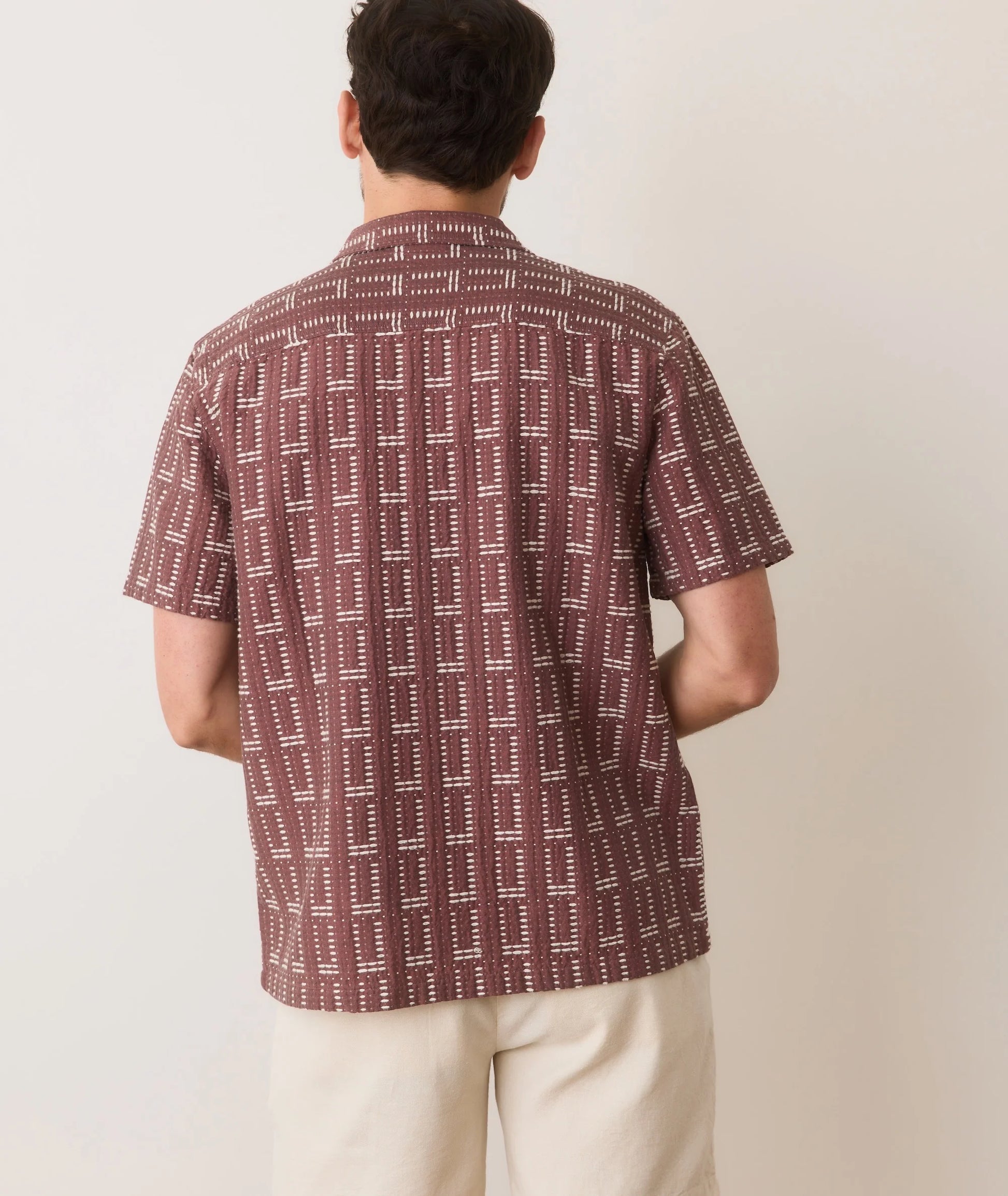 Marine Layer - MARINE LAYER DOBBY RESORT SHIRT IN WITHERED ROSE - Rent With Thred