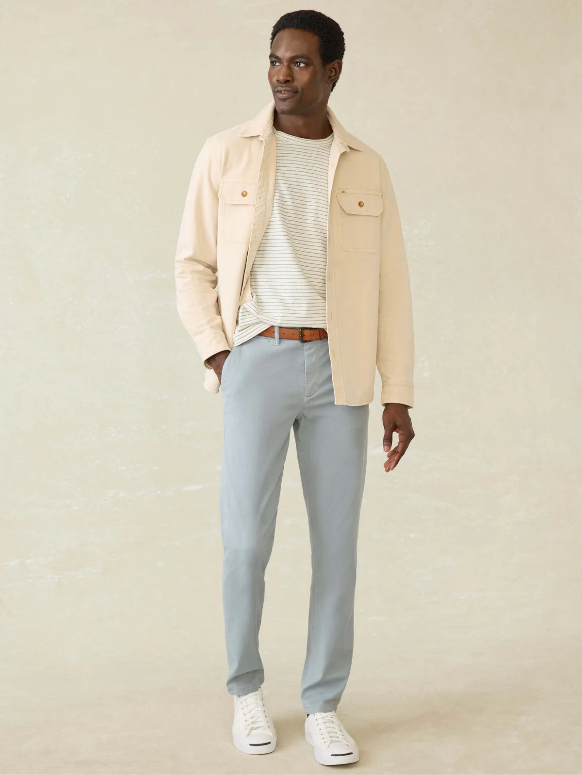 Faherty - FAHERTY SUNWASHED CANVAS CPO IN SEA SALT - Rent With Thred