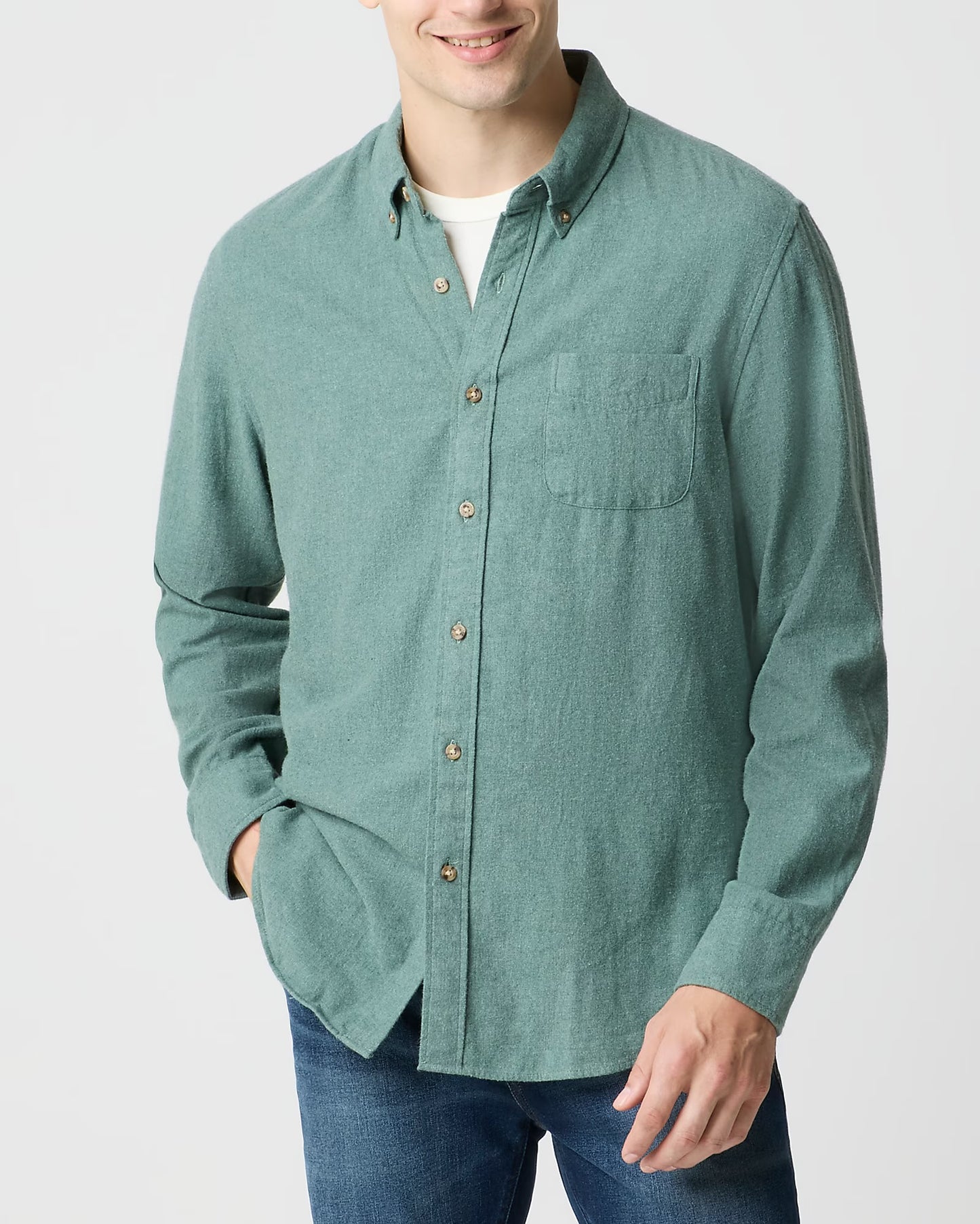 J. Crew - J.CREW BRUSHED TWILL SHIRT IN HEATHER TOPIARY - Rent With Thred