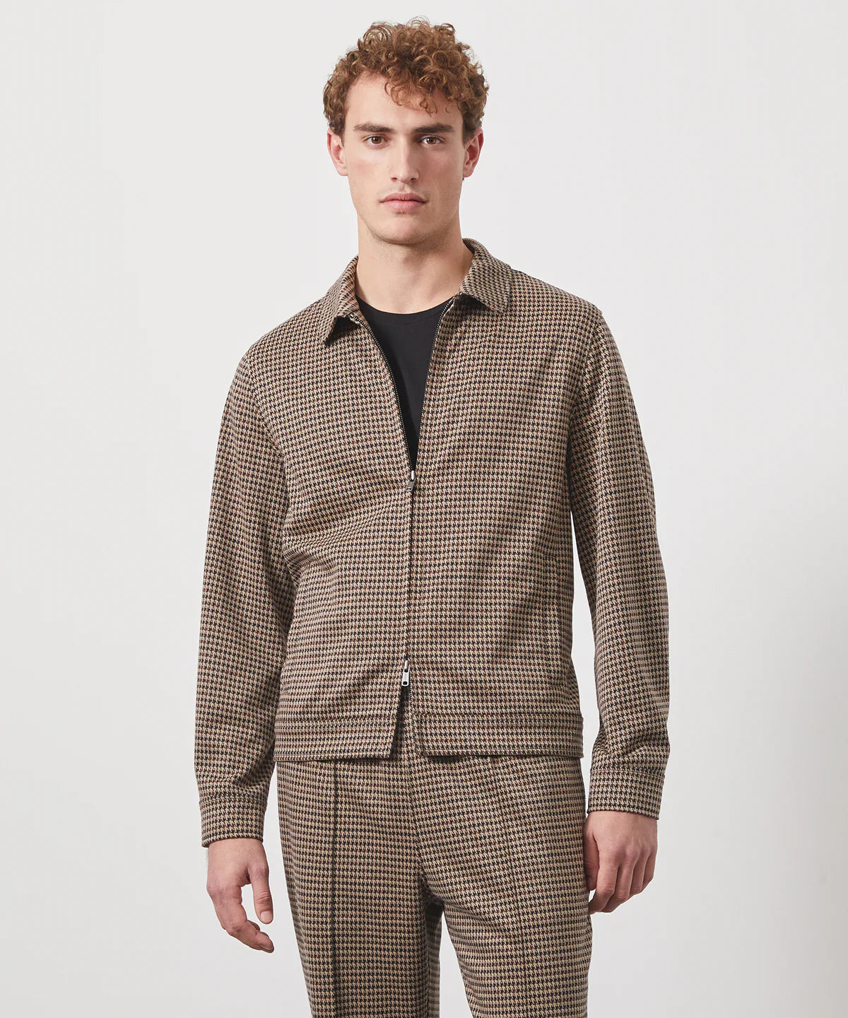 Todd Snyder - TODD SNYDER HOUNDSTOOTH ZIP JACKET IN DARK WHEAT - Rent With Thred