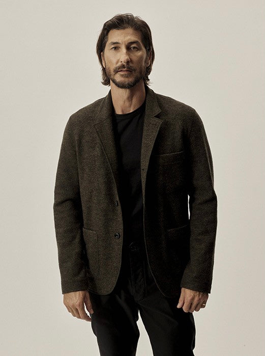 Buck Mason - BUCK MASON FELTED CHORE COAT IN MARLED OLIVE - Rent With Thred