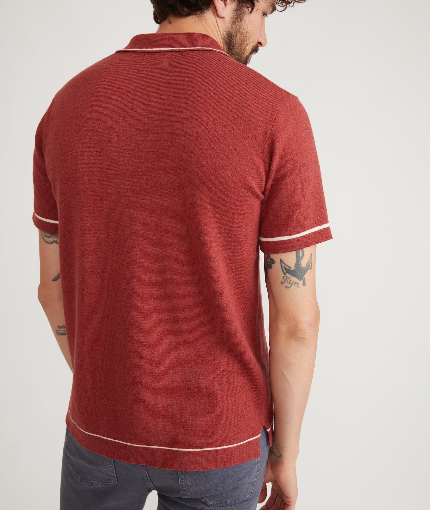 Marine Layer - MARINE LAYER WYATT TIPPED SWEATER BUTTON DOWN IN CHILI - Rent With Thred