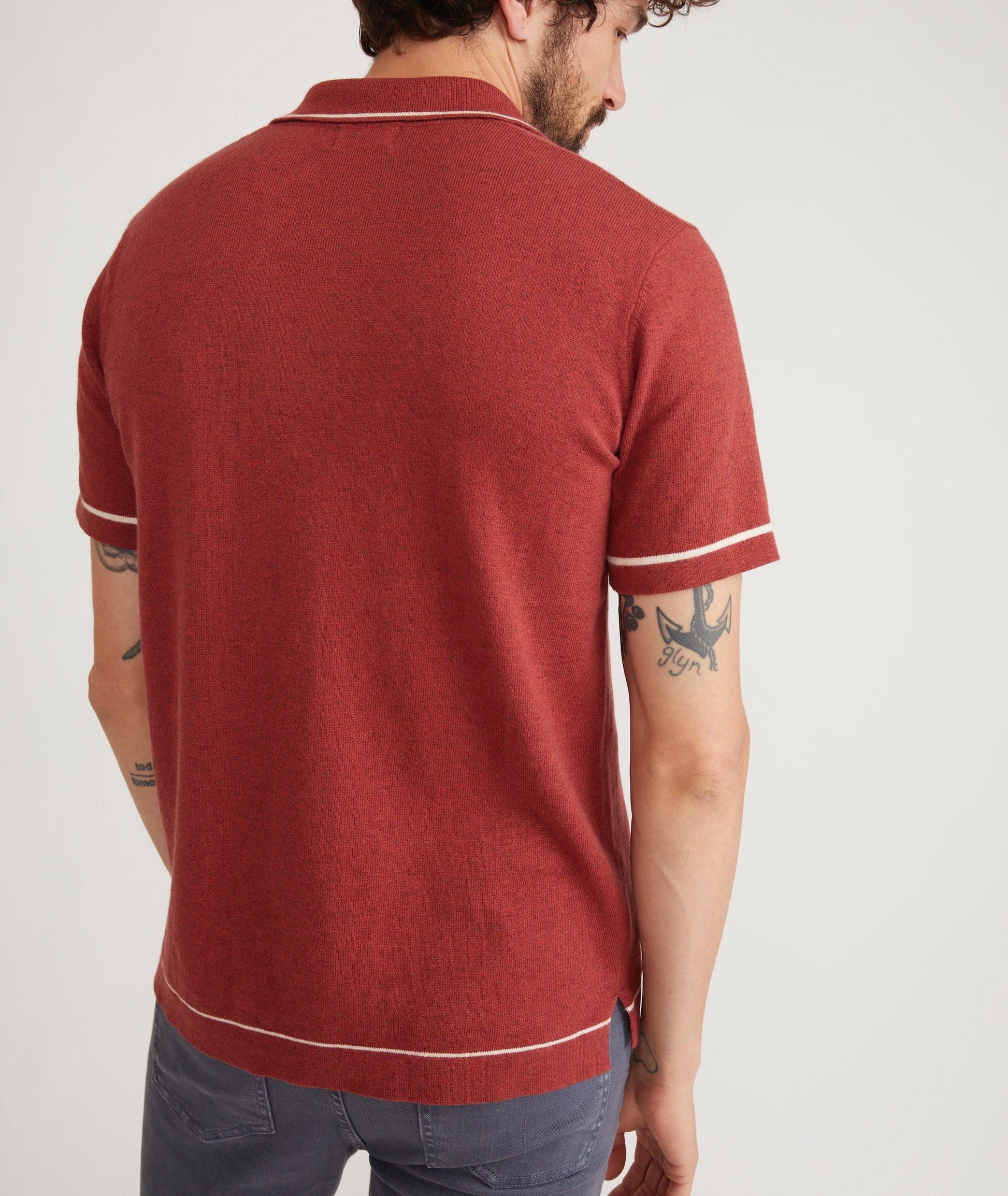 Marine Layer - MARINE LAYER WYATT TIPPED SWEATER BUTTON DOWN IN CHILI - Rent With Thred