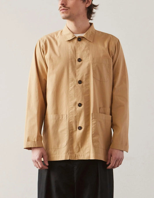 Universal Works - UNIVERSAL WORKS BAKER’S ORGANIC POPLIN OVERSHIRT IN SAND - Rent With Thred