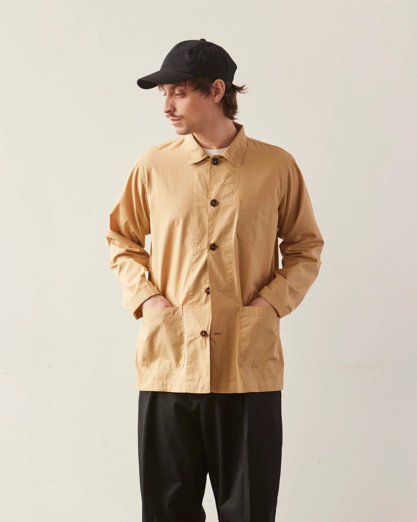 Universal Works - UNIVERSAL WORKS BAKER’S ORGANIC POPLIN OVERSHIRT IN SAND - Rent With Thred