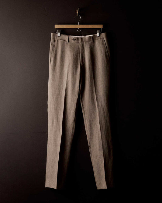 TAYLOR STITCH STEVENS TROUSER IN COFFEE LINEN HERRINGBONE