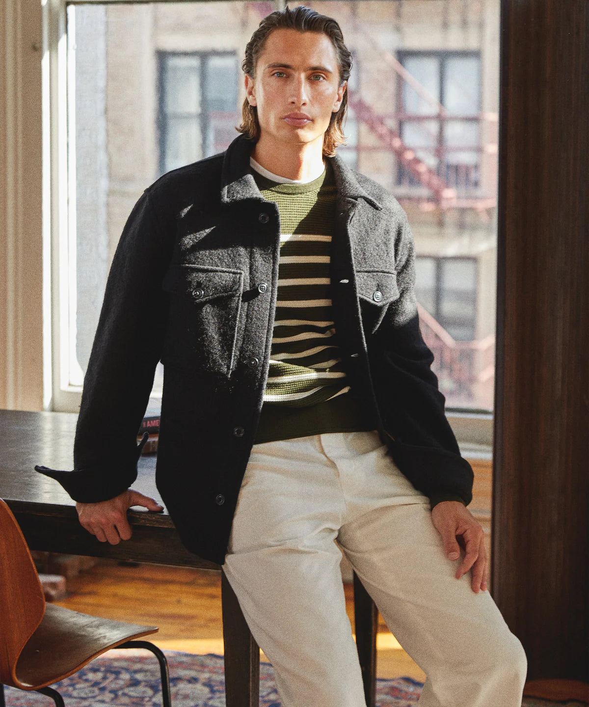 Todd Snyder - TODD SNYDER ITALIAN CPO SHIRT JACKET IN BLACK - Rent With Thred