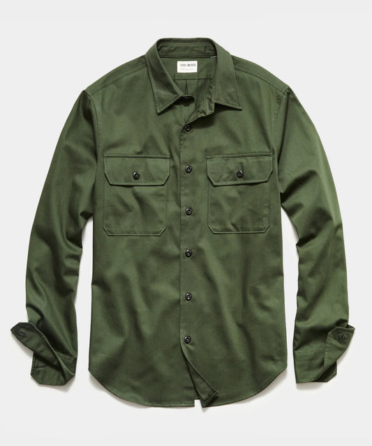 Todd Snyder - TODD SNYDER TWO POCKET UTILITY LONG SLEEVE SHIRT IN OAK MOSS - Rent With Thred