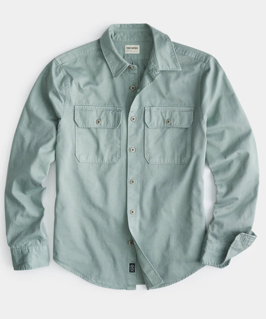 Todd Snyder - TODD SNYDER TWO POCKET UTILITY LONG SLEEVE SHIRT IN SOFT SAGE - Rent With Thred