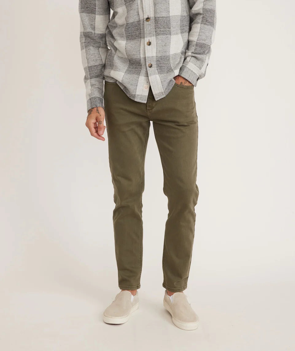Marine Layer - MARINE LAYER 5 POCKET PANT SLIM STRAIGHT FIT IN THYME - Rent With Thred