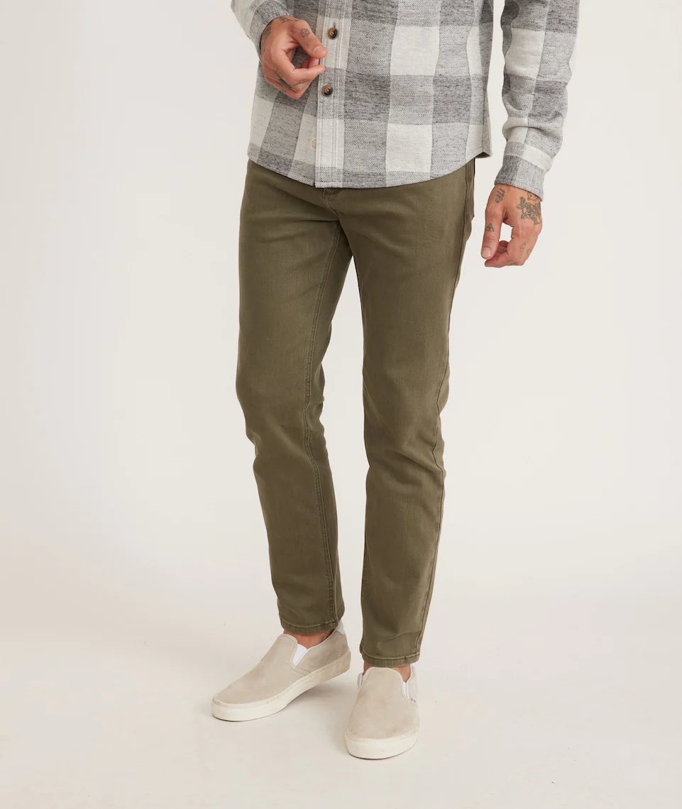 Marine Layer - MARINE LAYER 5 POCKET PANT SLIM STRAIGHT FIT IN THYME - Rent With Thred