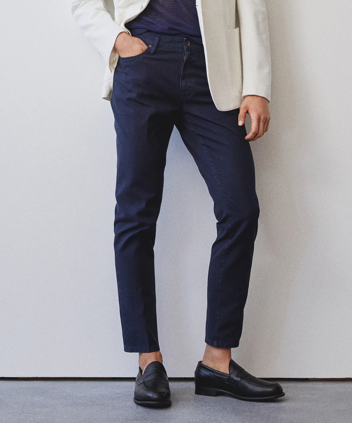 Todd Snyder - TODD SNYDER SLIM 5-POCKET COTTON LINEN PANT IN DARK INDIGO - Rent With Thred
