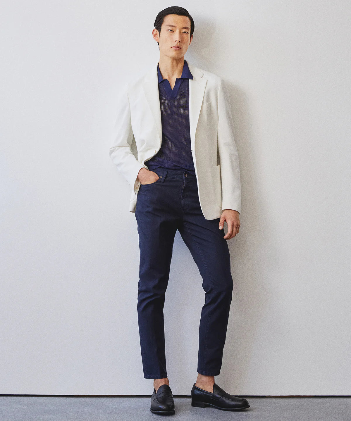 Todd Snyder - TODD SNYDER SLIM 5-POCKET COTTON LINEN PANT IN DARK INDIGO - Rent With Thred