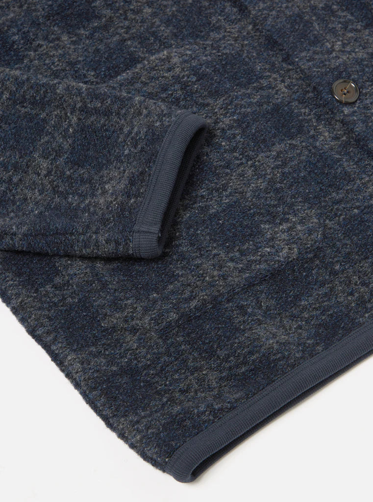 UNIVERSAL WORKS CARDIGAN IN NAVY SWARM FLEECE