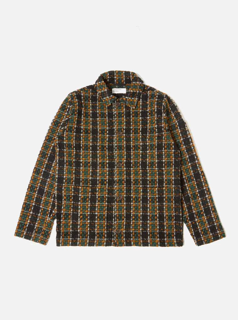 Universal Works - UNIVERSAL WORKS COVERALL JACKET IN CHARCOAL CRAZY CHECK WOOL MIX - Rent With Thred