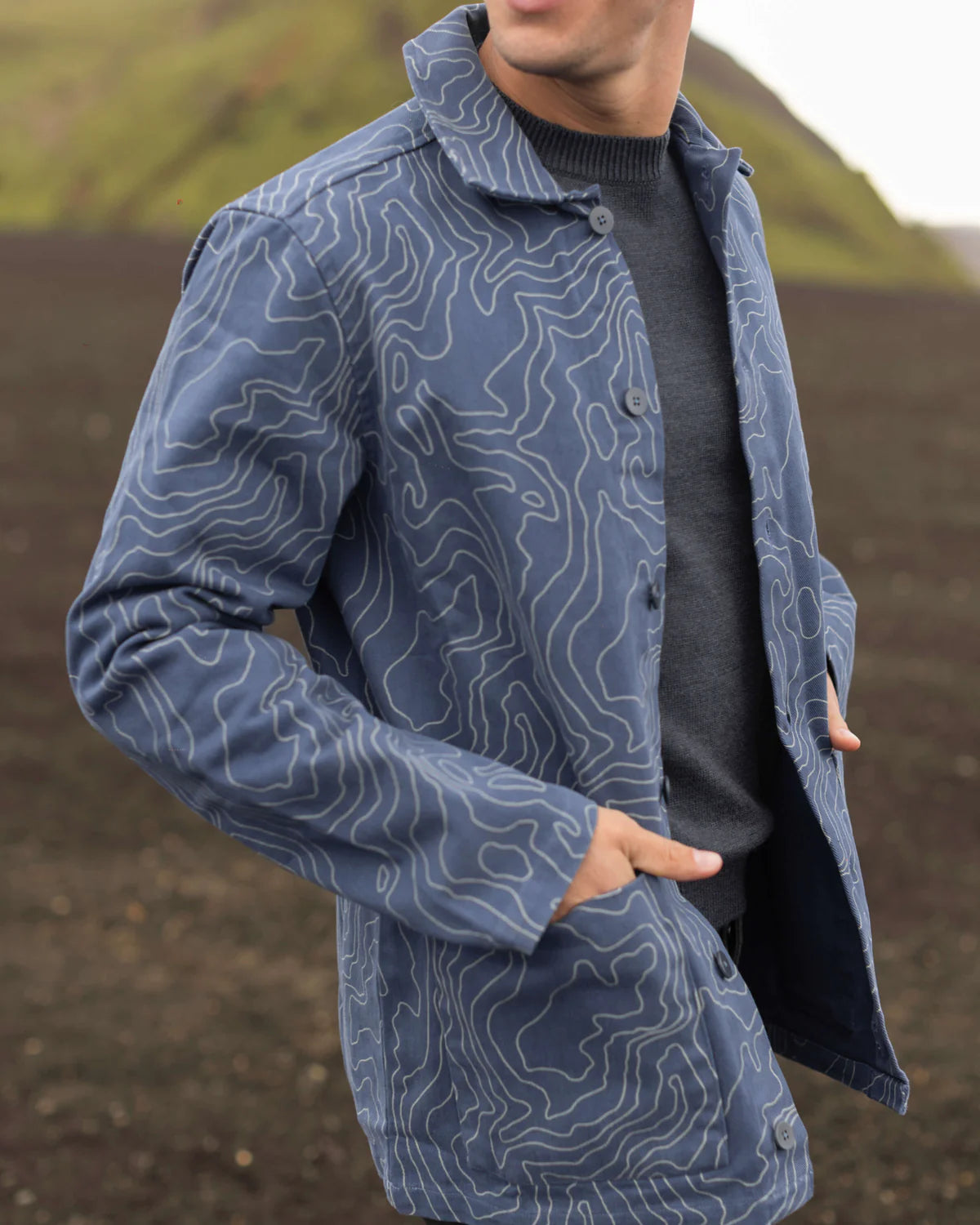 ALEX CRANE CANVAS KITE JACKET IN RIVER MAP