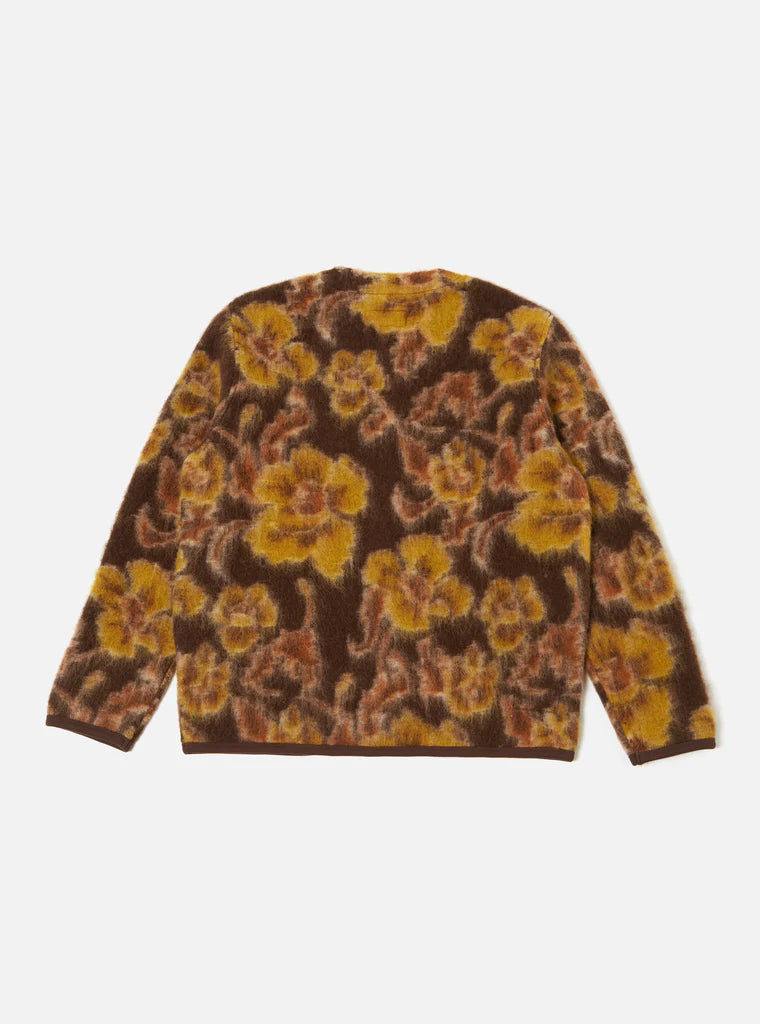 Universal Works - UNIVERSAL WORKS CARDIGAN IN BROWN FLOWER FLEECE - Rent With Thred