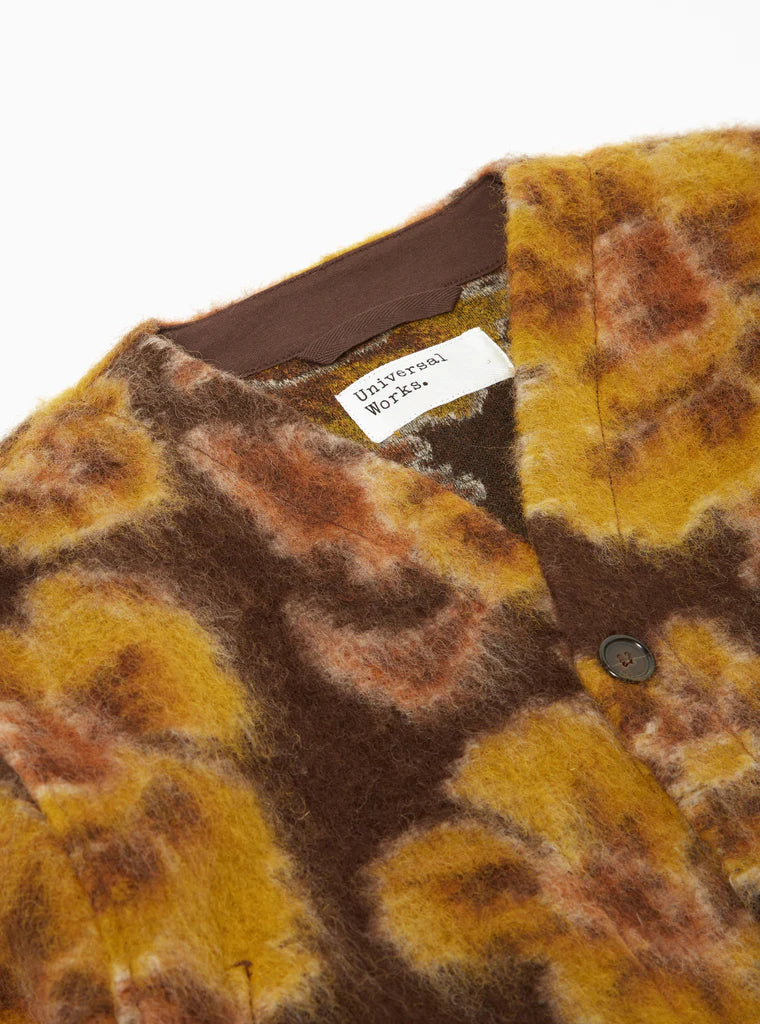 Universal Works - UNIVERSAL WORKS CARDIGAN IN BROWN FLOWER FLEECE - Rent With Thred