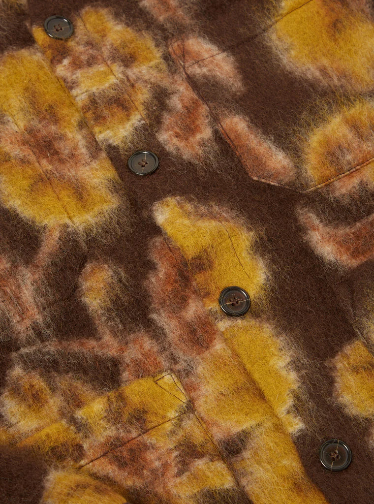 Universal Works - UNIVERSAL WORKS CARDIGAN IN BROWN FLOWER FLEECE - Rent With Thred