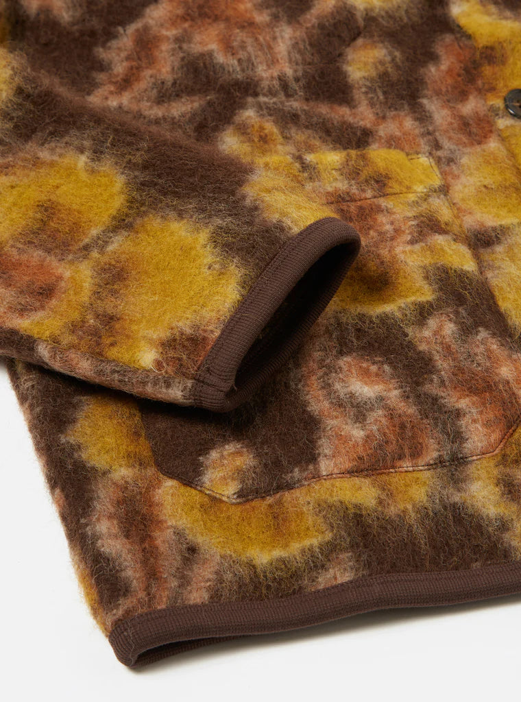 Universal Works - UNIVERSAL WORKS CARDIGAN IN BROWN FLOWER FLEECE - Rent With Thred