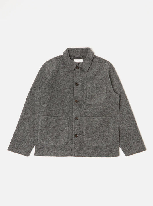 UNIVERSAL WORKS FIELD JACKET IN GRAY MARL WOOL FLEECE