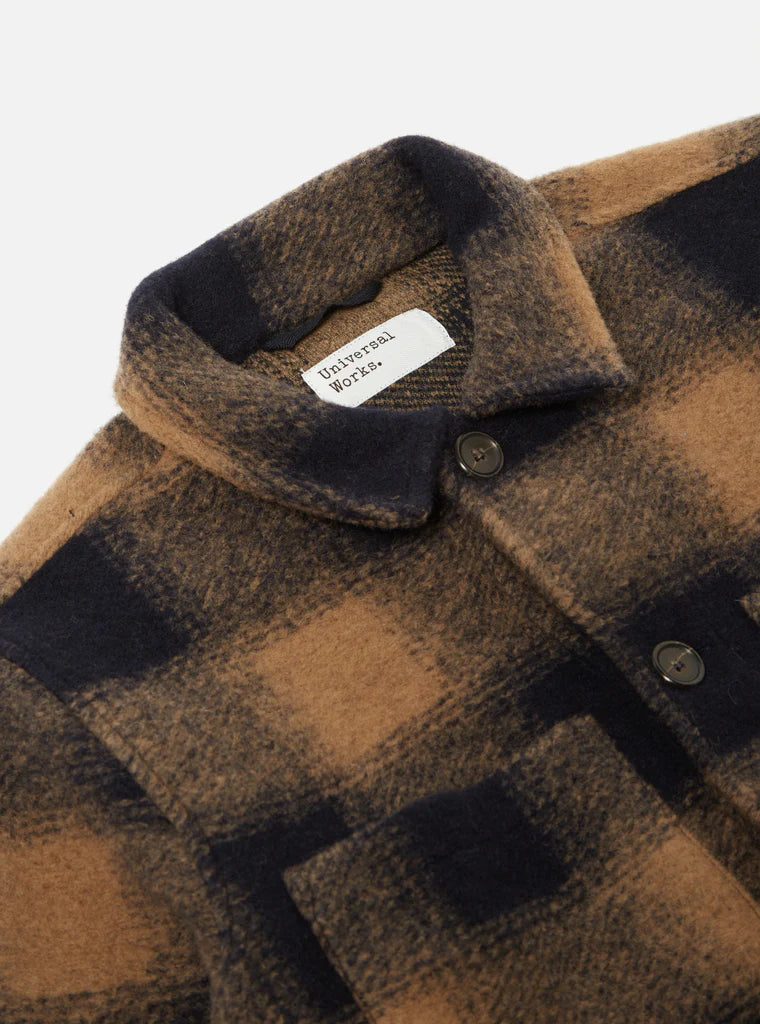 Universal Works - UNIVERSAL WORKS LUMBER JACKET IN NAVY MIX WOOL FLEECE - Rent With Thred