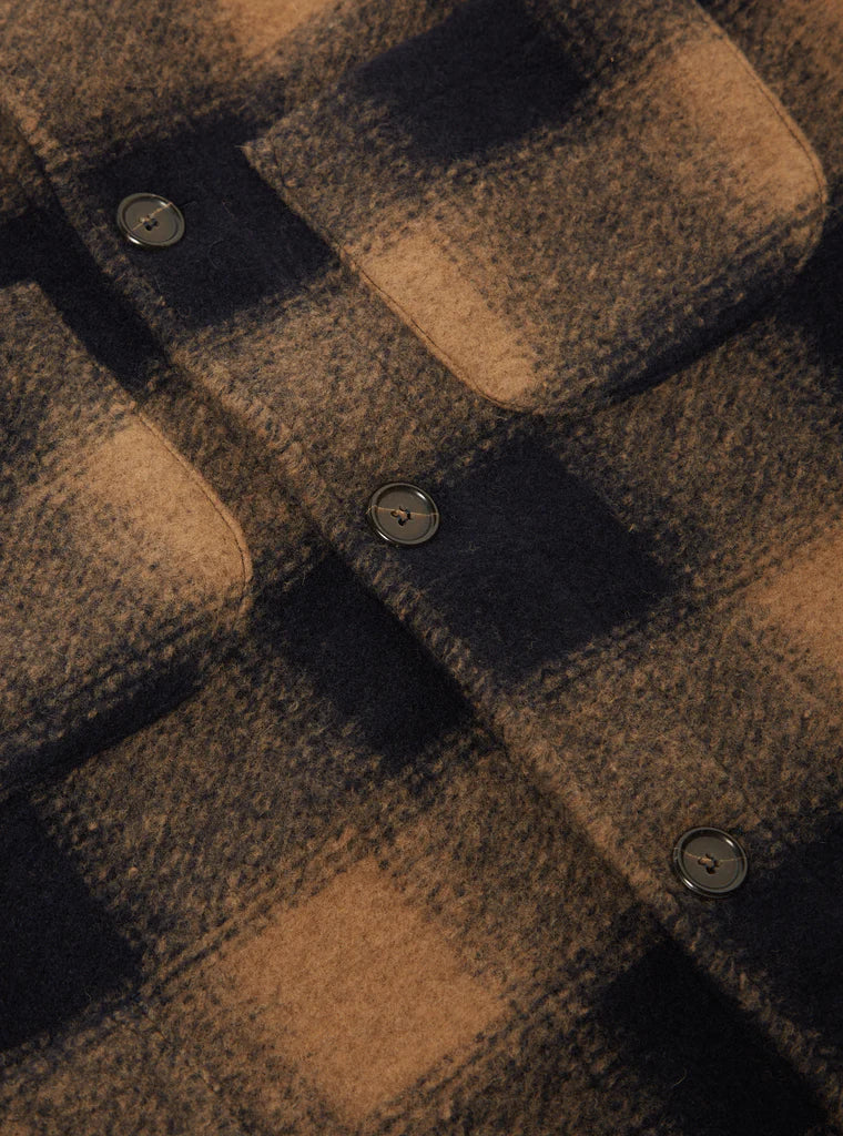 Universal Works - UNIVERSAL WORKS LUMBER JACKET IN NAVY MIX WOOL FLEECE - Rent With Thred