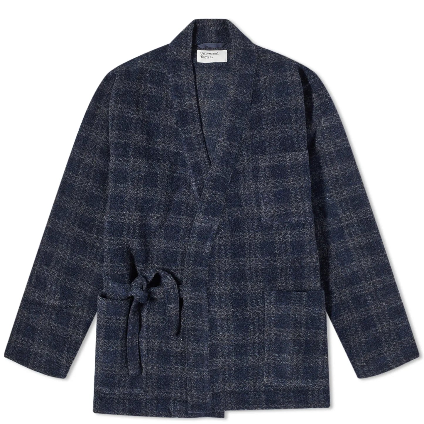 Universal Works - UNIVERSAL WORKS CHECK WOOL FLEECE KYOTO WORK JACKET IN NAVY - Rent With Thred
