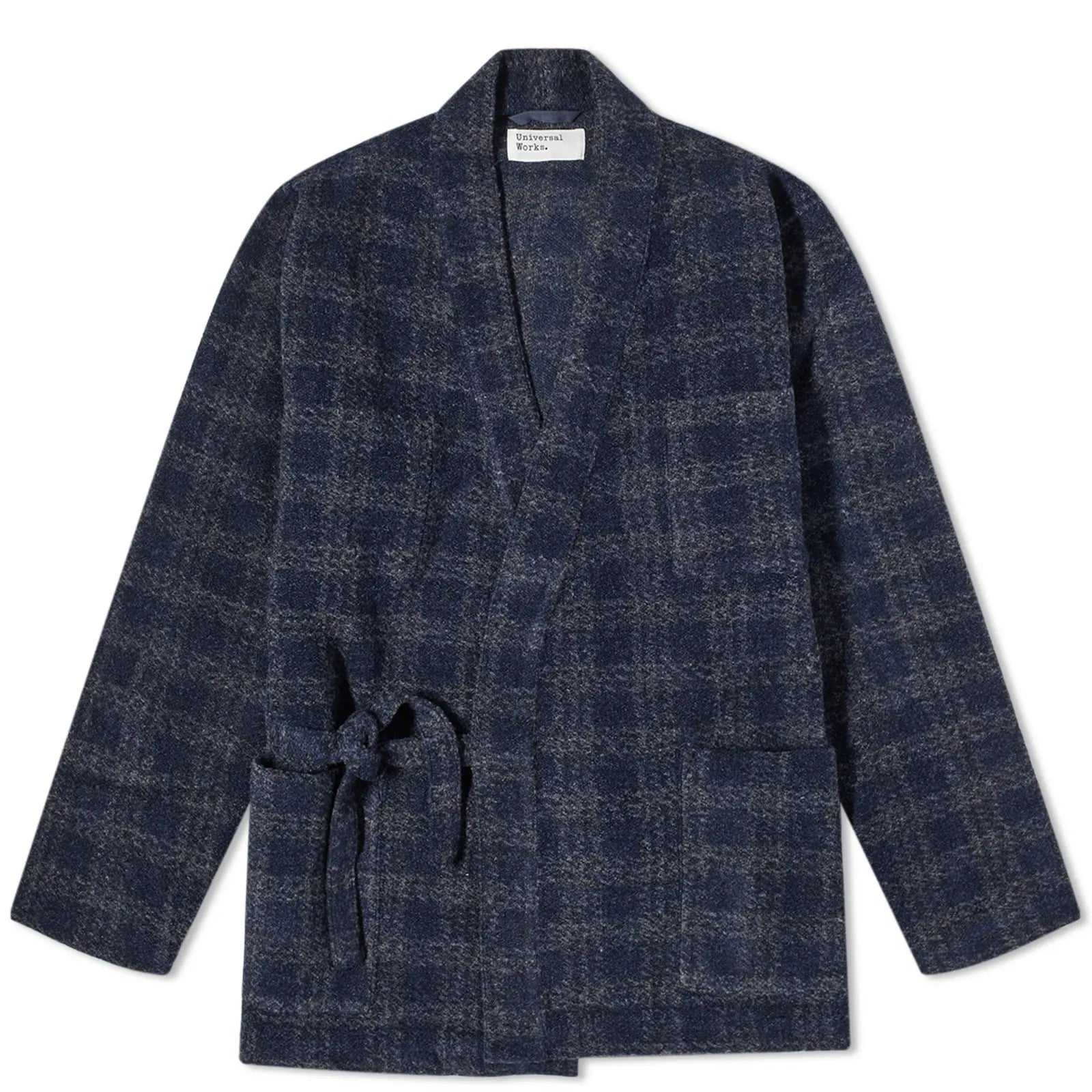 Universal Works - UNIVERSAL WORKS CHECK WOOL FLEECE KYOTO WORK JACKET IN NAVY - Rent With Thred