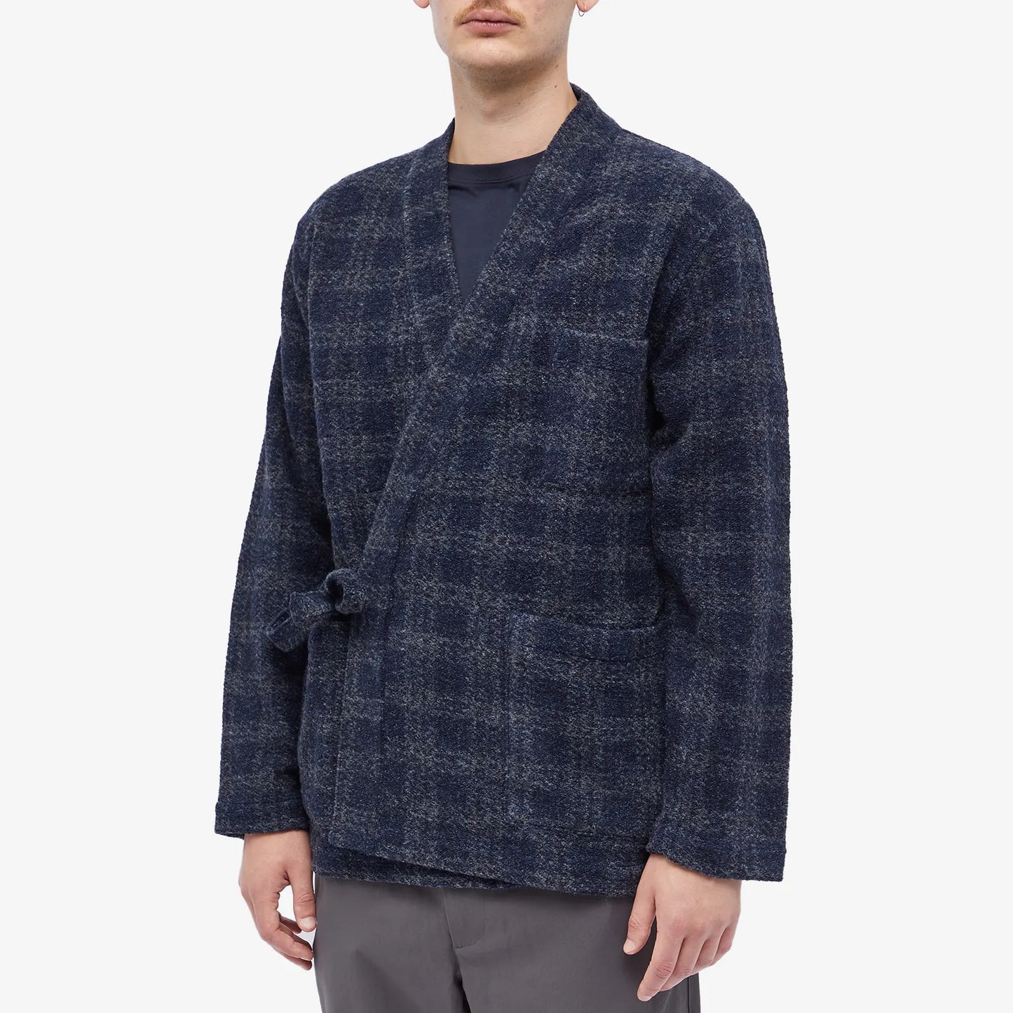 Universal Works - UNIVERSAL WORKS CHECK WOOL FLEECE KYOTO WORK JACKET IN NAVY - Rent With Thred