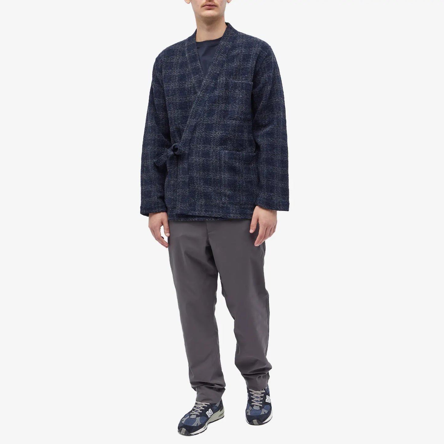 Universal Works - UNIVERSAL WORKS CHECK WOOL FLEECE KYOTO WORK JACKET IN NAVY - Rent With Thred