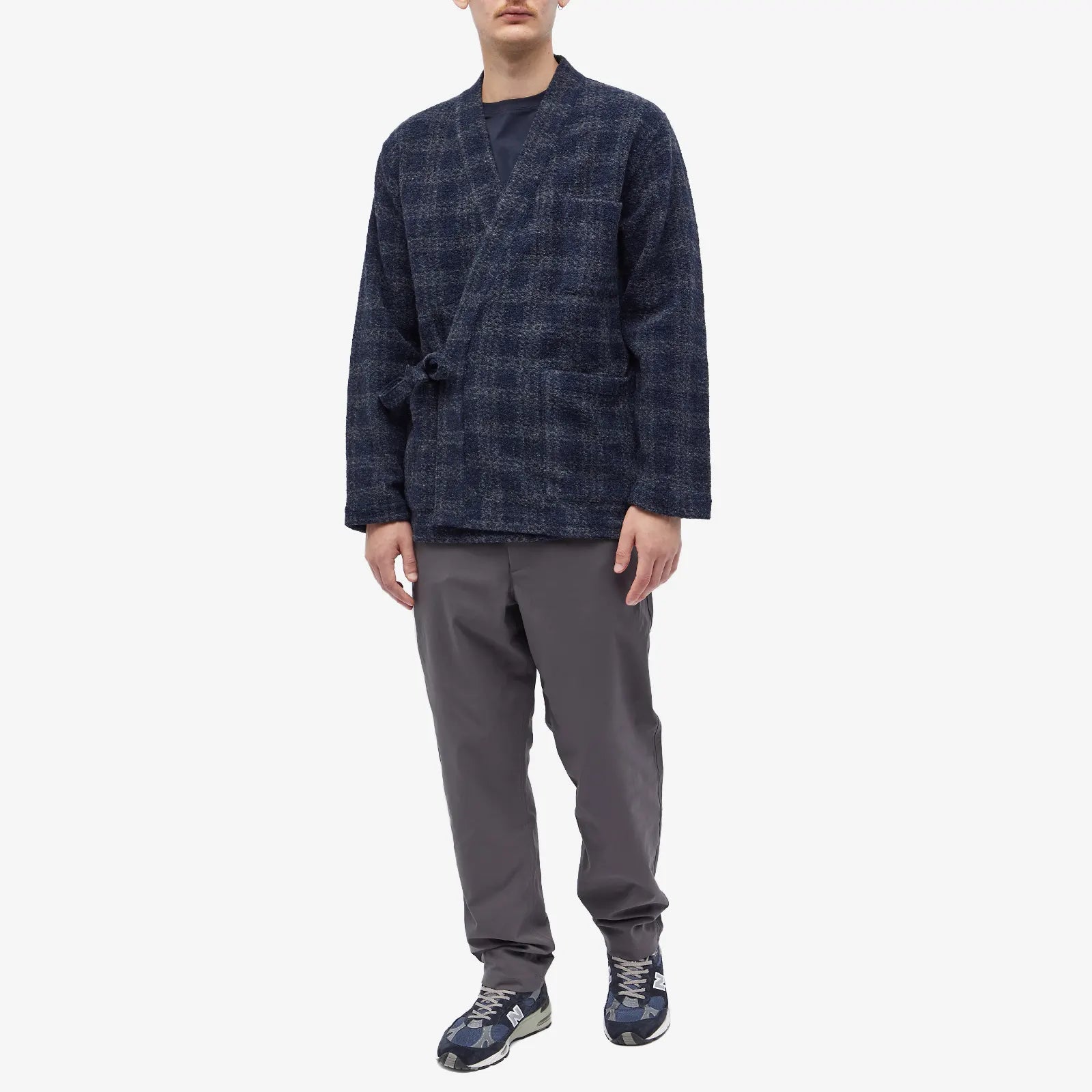 Universal Works - UNIVERSAL WORKS CHECK WOOL FLEECE KYOTO WORK JACKET IN NAVY - Rent With Thred