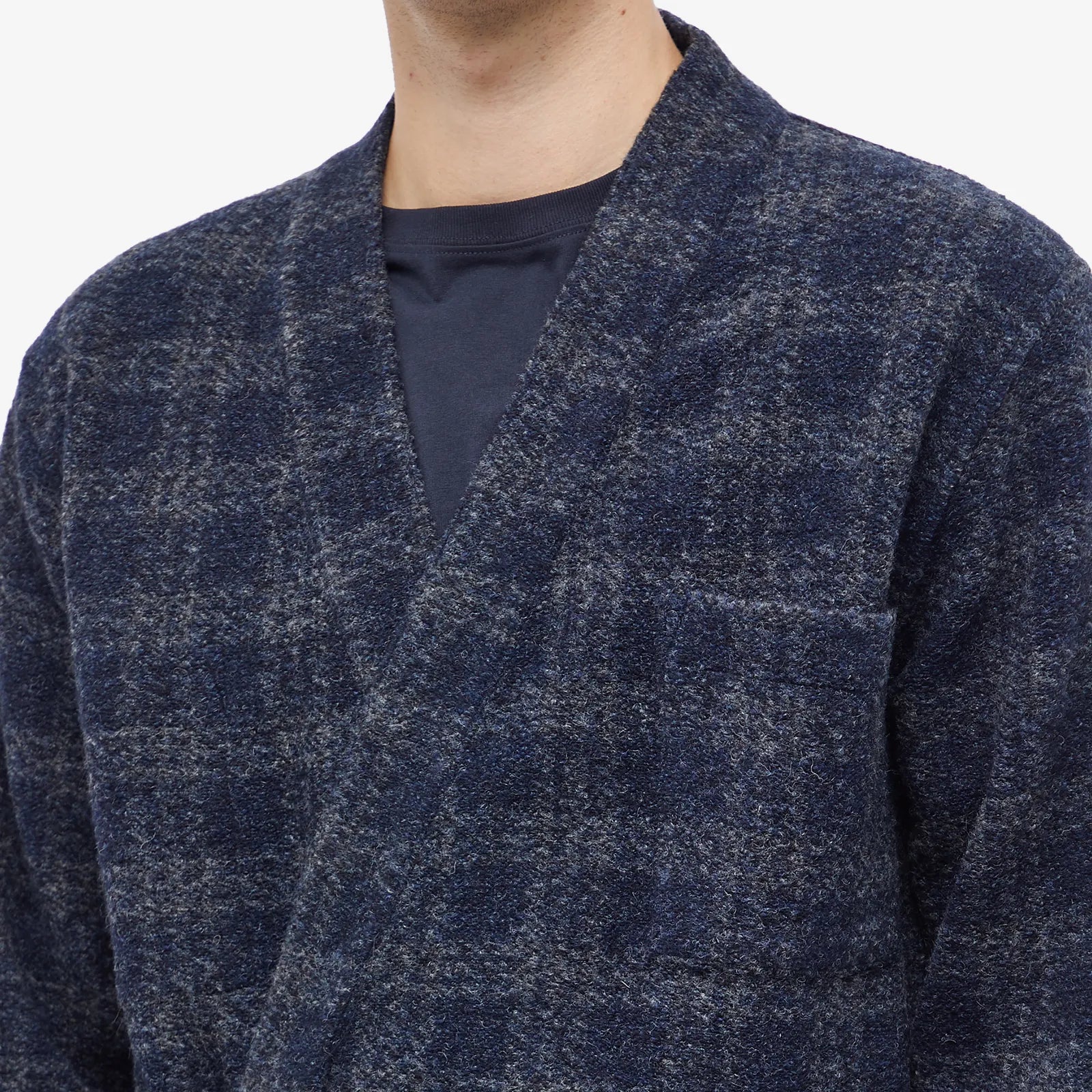 Universal Works - UNIVERSAL WORKS CHECK WOOL FLEECE KYOTO WORK JACKET IN NAVY - Rent With Thred